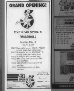 "Free Clyde Drexler poster with AVIA purchase" (May 1990, OR)